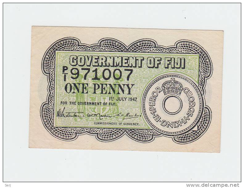 Goverment Of Fiji 1 Penny 1942 XF - AUNC CRISP Banknote P 47 - Figi