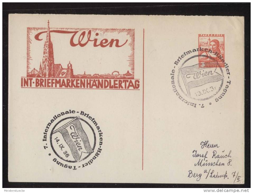 Österreich - Privatganzsache 3g Volkstrachten "Int. Briefmarkenhändlertag", Gelaufen Mit SST WIEN 14.9.1936 - Sonstige & Ohne Zuordnung