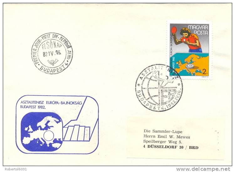 Hungary 1982 FDC European Table Tennis Championship In Budapest - Tischtennis