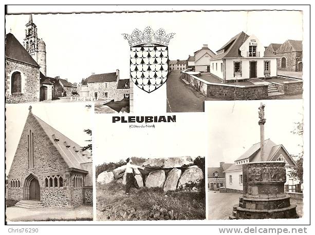 CPSM 22 PLEUBIAN Multivues 1966 Mairie Eglise Blason - Pleubian