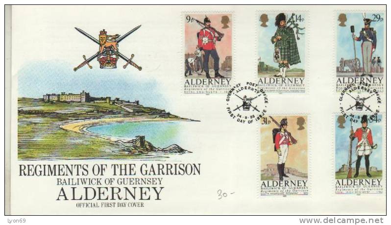 FDC ALDERNEY  COSTUMES MILIYZITES  1985  N * YVERT  23/7 - Alderney