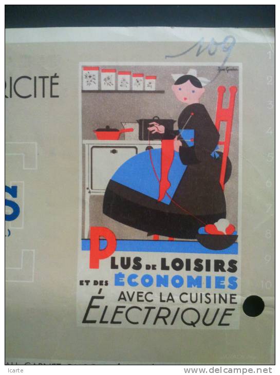 Belle Illustration Cuisinière électrique Soubrette Cie Parisiene Electricité Barbès 1938 - Electricity & Gas