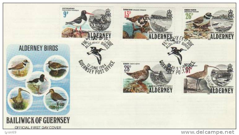 FDC ALDERNEY   OISEAUX  1984   N * YVERT  13/7 - Alderney