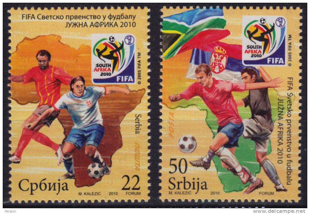 2010 - Serbia - FIFA World Cup - Soccer Football - South Africa - MNH - Map Africa Flag Ball - 2010 – África Del Sur