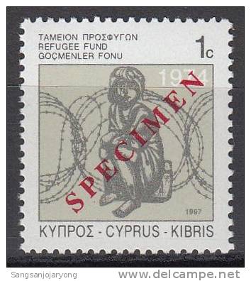 Specimen, Cyprus ScRA14 Child And Barbed Wire, Refugee, Réfugié - Réfugiés