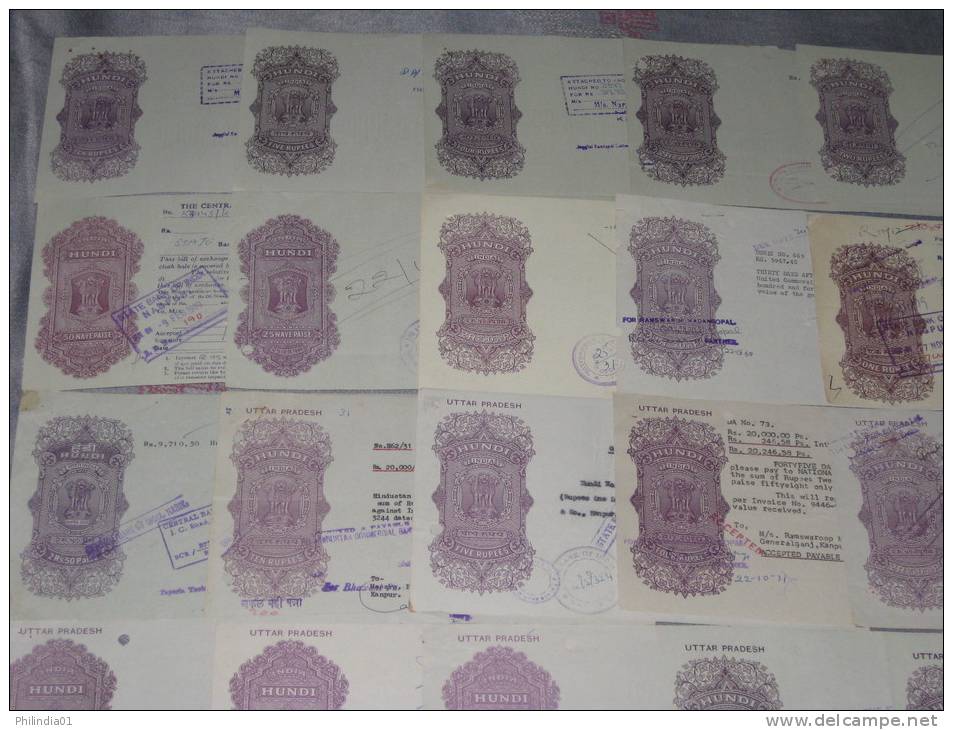 India Fiscal 45 Differents Hundi Upto Rs. 10 Including Different Types WMK & States Issues Revenue Inde Indien # 02 - Lots & Serien