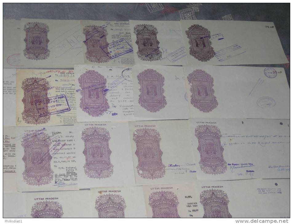 India Fiscal 45 Differents Hundi Upto Rs. 10 Including Different Types WMK & States Issues Revenue Inde Indien # 02 - Colecciones & Series