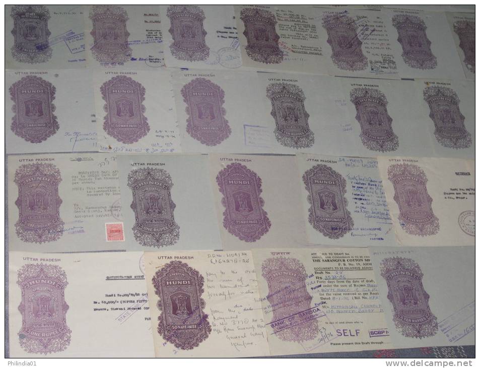 India Fiscal 45 Differents Hundi Upto Rs. 10 Including Different Types WMK & States Issues Revenue Inde Indien # 02 - Colecciones & Series