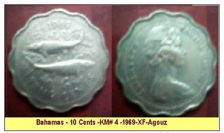 Bahamas - 10 Cents -KM# 4 -1969-XF-Agouz - Bahamas