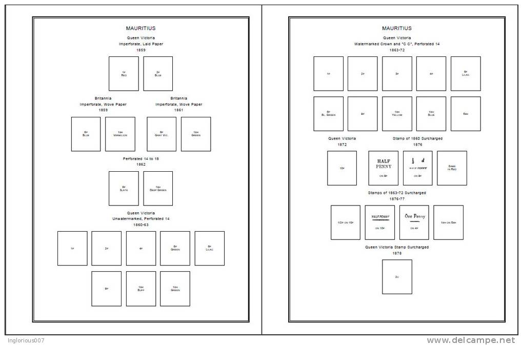 MAURITIUS STAMP ALBUM PAGES 1847-2010 (138 Pages) - Inglese