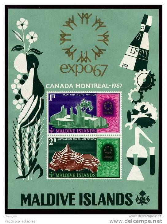 MALDIVES Maldive ISLANDS 1967 World Fair Exposition Montreal Souvenir Sheet IMPER  MNH - 1967 – Montréal (Canada)