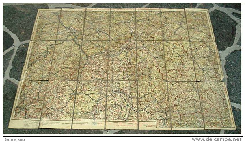 Ca.1930  Große Rad- Und Autokarte  -  Mittelrhein Frankfurt Mainz  -  Ravensteins Mittelrheinische Verkehrszentren - Maps Of The World
