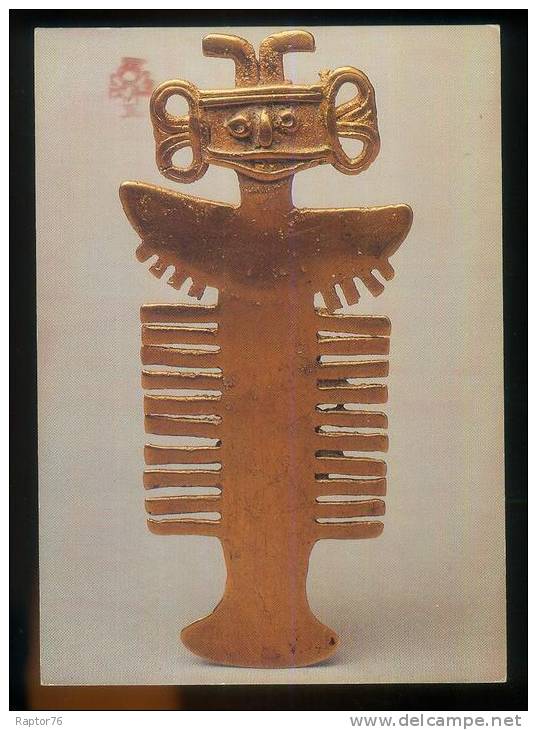 CPM Neuve Abbaye De DAOULAS Expo 1990 " Trésors De Colombie " Pectoral De Type Homme-clé  Tolima - Objets D'art