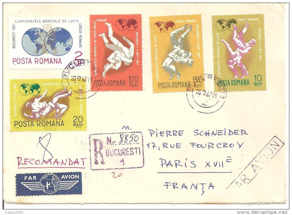 NY/T 2324/2325    BUCAREST Vers FRANCE  20 DECEMBRE1967 - Poststempel (Marcophilie)