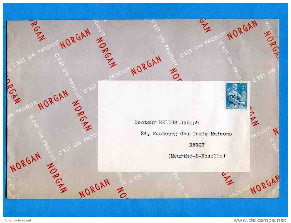 Enveloppe LABORATOIRES NORGAN"PARIS 8ème Rue De Madrid"timbre 4F"logo Bateau"médecin"docteur"pharmacie - 1953-1960