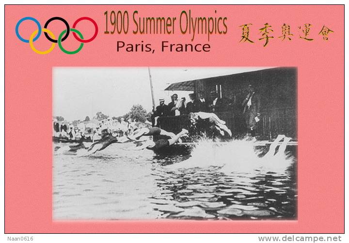 (NZ19-012 )  Swimming , 1900 Paris  , Olympic Games , Postal Stationery-Postsache F - Summer 1900: Paris