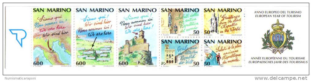 SAN MARINO LIBRETTO ANNO EUROPEO DEL TURISMO 2000 LIRE 7 FRANCOBOLLI NUOVI **  COD FRA.78 - Nuovi