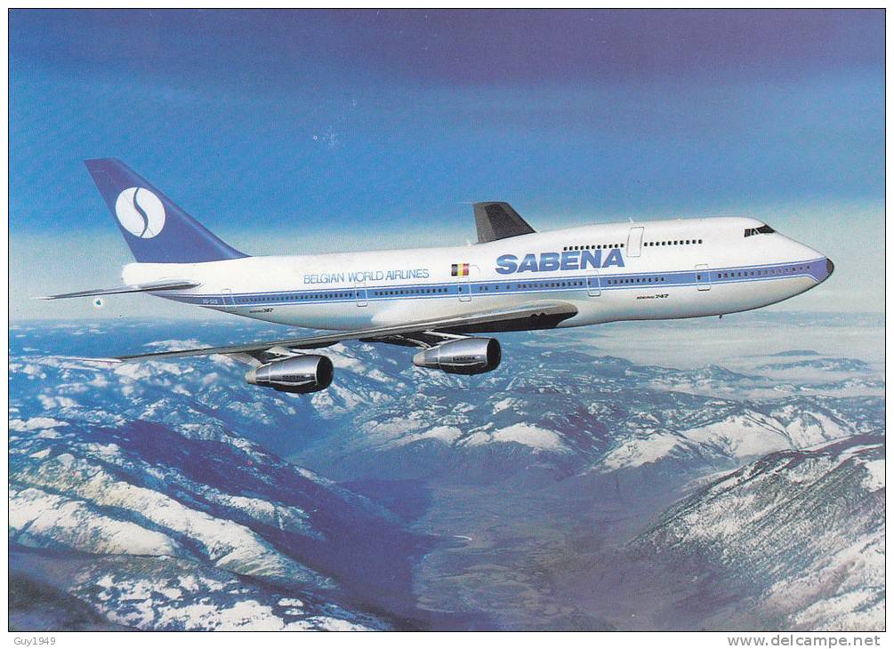 SABENA   BOEING747-300*****kleurkaart++carte Couleur************* - 1946-....: Moderne