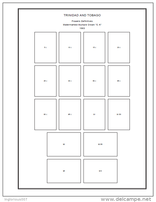 TRINIDAD AND TOBAGO STAMP ALBUM PAGES 1913-2010 (147 pages)