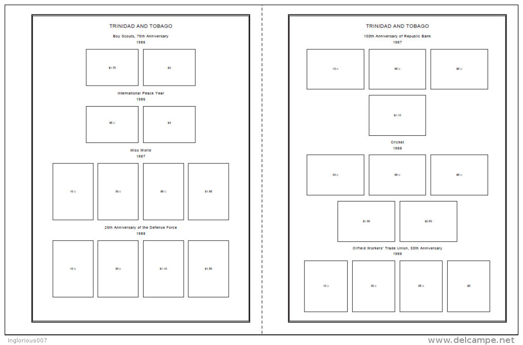 TRINIDAD AND TOBAGO STAMP ALBUM PAGES 1913-2010 (147 pages)