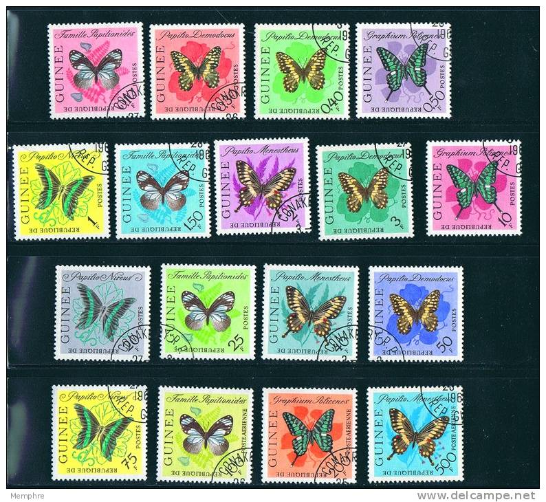 1963  Papillons Série Complète Y Compris Poste Aérienne  Oblitérés  Butterflies - Guinea (1958-...)