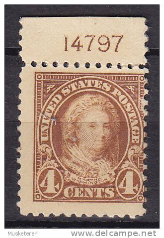 United States 1923 Mi. 265 PA     4 C Martha Washington Perf. 11 W. Margin, MH* - Unused Stamps