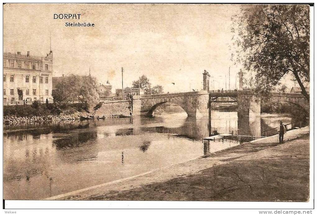 Let080/ Dorpat 1918. An Der Steinbrücke (Feldpost) - Lettonie