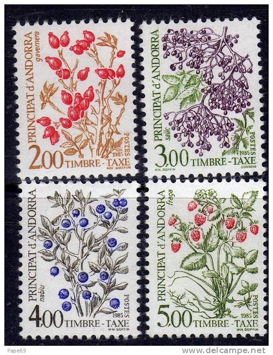 Andorre Taxe  N° 53 / 62 XX Flore : Baies Sauvages : Les 10 Valeurs  Sans Charnière TB - Unused Stamps