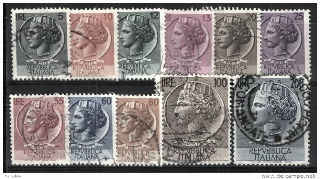 Italia 1953-54, Siracusana Ruota (o), Giro Completo 11 Valori - Collections