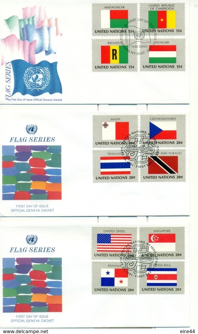 United Nations New York 1980 1982 12 FDC Flag - FDC