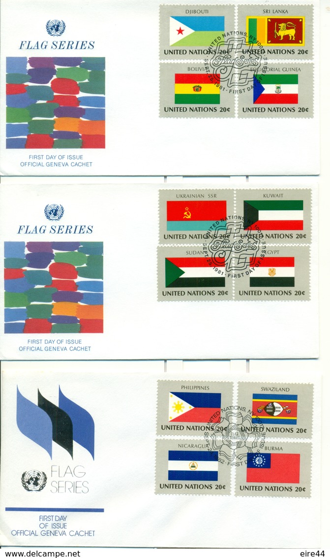 United Nations New York 1980 1982 12 FDC Flag - FDC