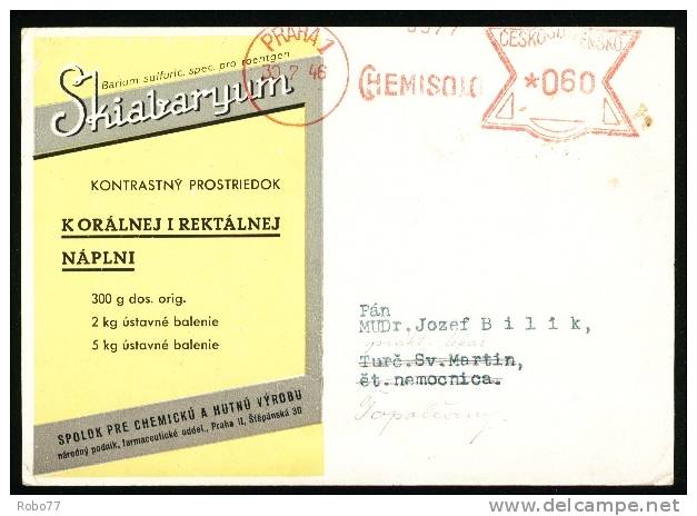 1946 Czechoslovakia Cover. Druggist, Pharmaceutics, Pharmacy. (Zb05121) - Apotheek