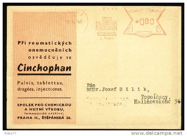 1948 Czechoslovakia Cover. Druggist, Pharmaceutics, Pharmacy. (Zb05115) - Farmacia