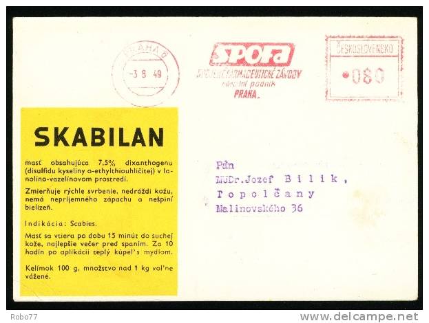 1949 Czechoslovakia Cover. Druggist, Pharmaceutics, Pharmacy. (Zb05073) - Apotheek