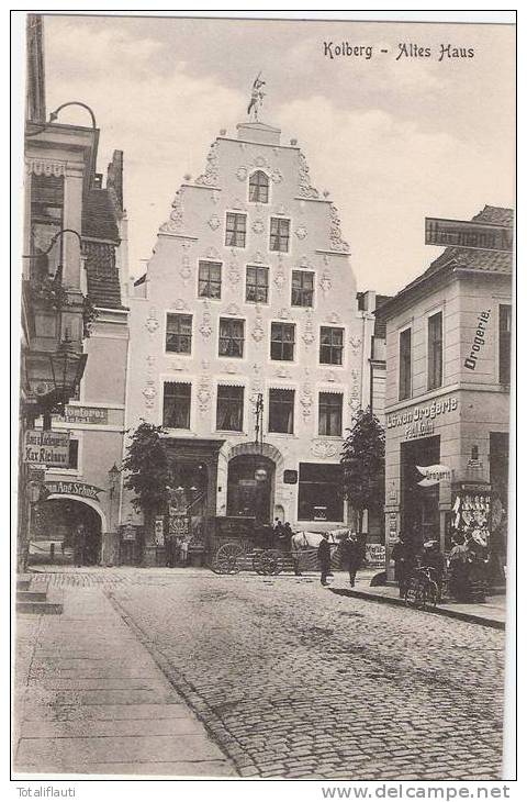 Kolberg Altes Haus Löwen Drogerie Paul Kolm Kaffee Rösterei Verkaufslokal Musik Waren Werkstatt Reparartur TOP-Erhaltung - Pommern