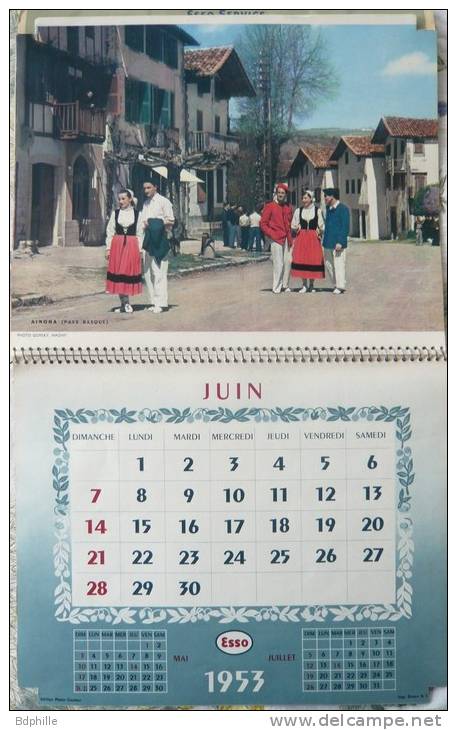 Calendrier Esso Service 1953 Garage Pierre Jouve RN 7 Sorgues (84) - Groot Formaat: 1941-60