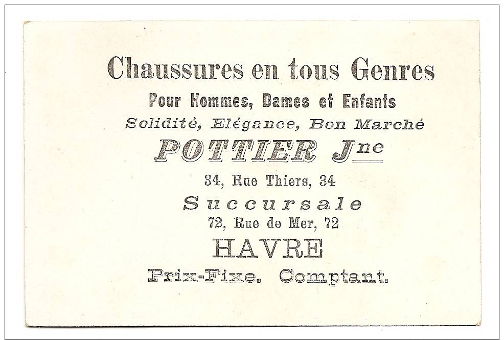 Chromo Chaussures Pottier Rue Thiers Havre Enfant Canot Canoe Barque Pagaie Mer Plage Port Voilier Canotier A15-183 - Autres & Non Classés