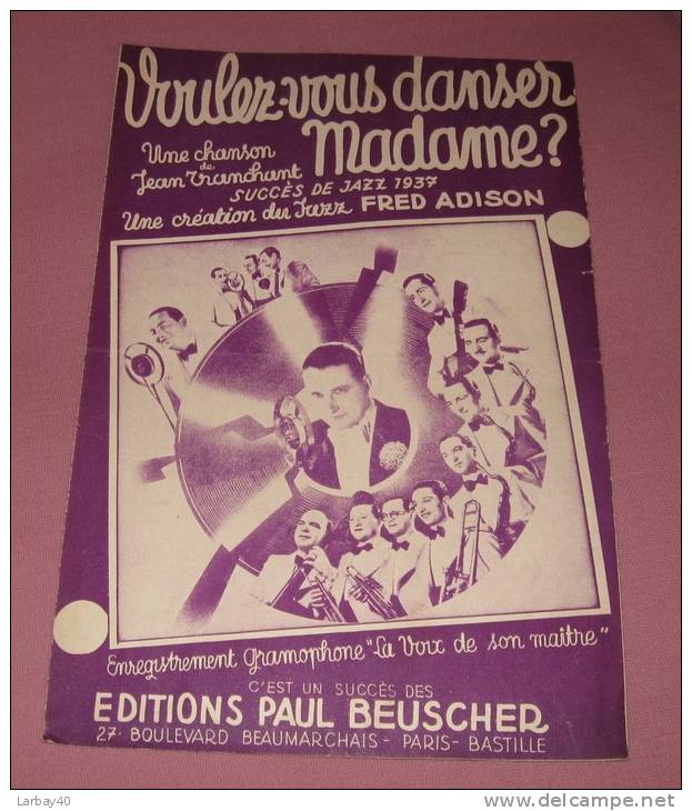 1 Partition Chanson - Voulez Vous Danser Madame - Fred Adison - Autres & Non Classés