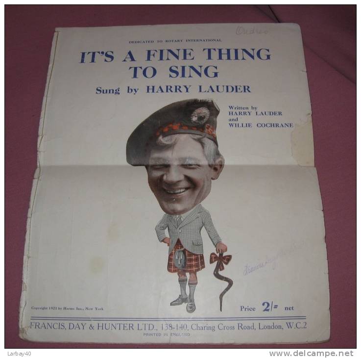 Partition Chanson - It S Fine Thing To Sing - Harry Lauder - Autres & Non Classés