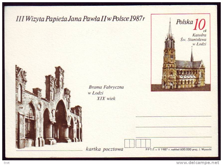 Polen Polska 1987 - Kirche - Besuch Von Papst Johannes Paul II. In Polen - Postkarte - Kirchen U. Kathedralen