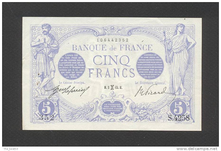 5 Francs Bleu  - Type 1905 - 5 F 1912-1917 ''Bleu''