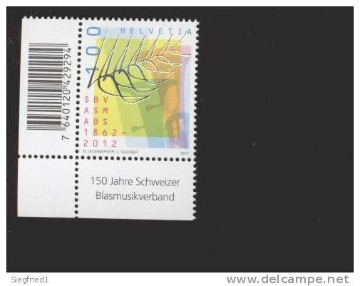 Schweiz ** 2235 150 Jahre Schweizer Blasmusikverband Neuheiten 2012 Eckrand Ungefaltet Mit Strichkodierung - Unused Stamps