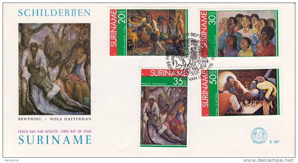 1976  Surinam Paintings   Sc454-7  FDC - Surinam