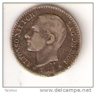 MONEDA DE PLATA DE 50 CTS DE ALFONSO XII DEL AÑO 1881 (2,50 GRAMOS) SILVER - Premières Frappes