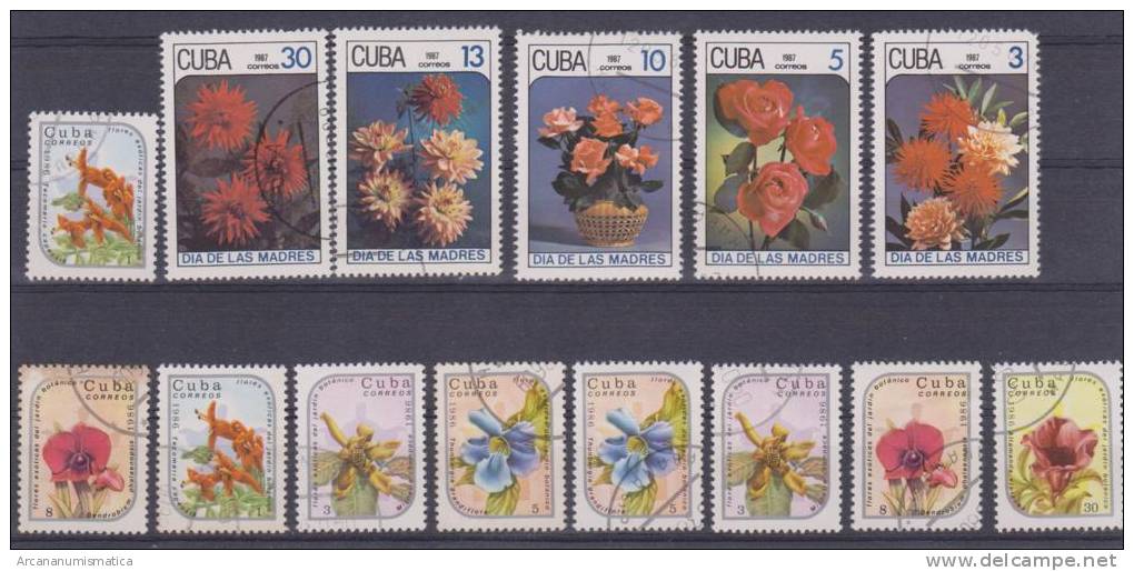 LOTE DE SELLOS VARIOS  "FLORES-FLOWERS"   CUBA   S-256 - Otros & Sin Clasificación