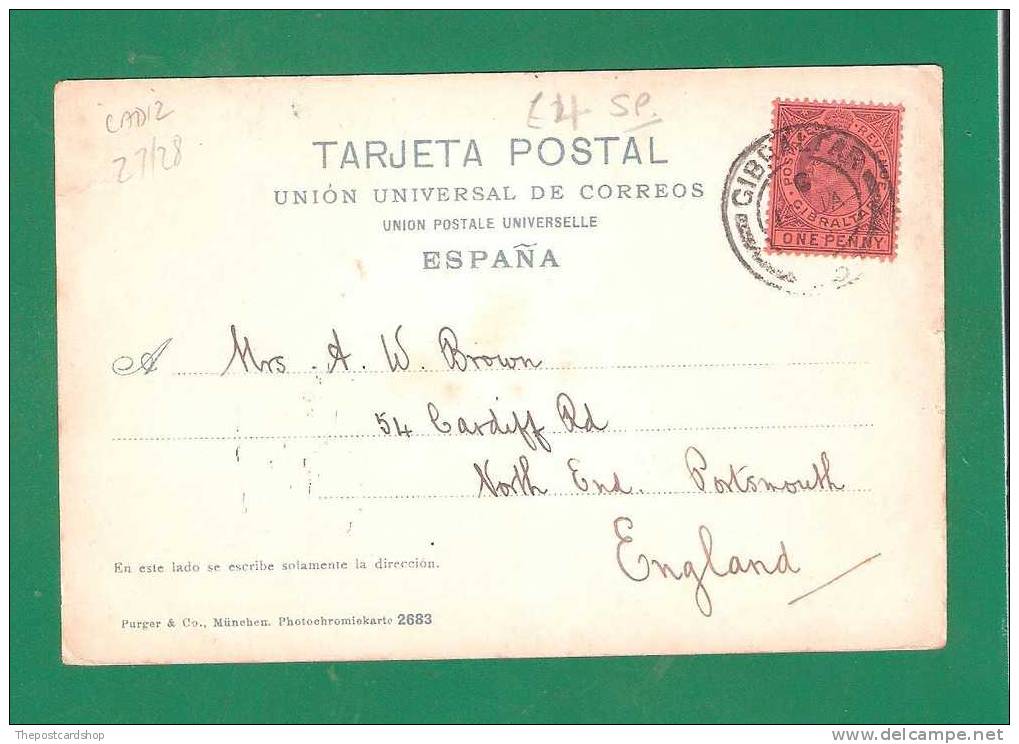 RELISTED ESPANA CADIZ PARQUE GENOVES-PASEO DE PALMERAS 2683 DOS NON DIVISE DESDE GIBRALTAR STAMP MORE CADIZ LISTED - Cádiz