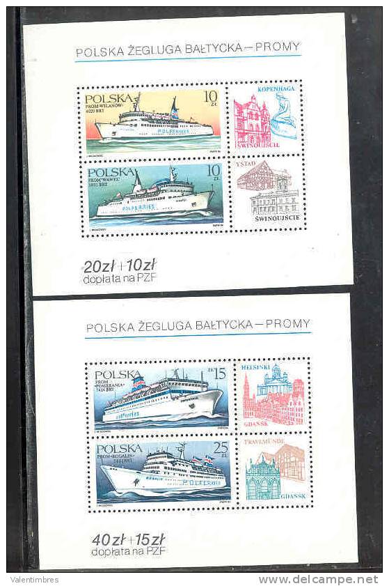 Pologne  Poland Polen Polska  BF ** YT 108/109 Bateaux Transports Maritimes - Blocs & Hojas