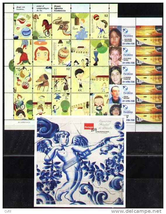 ARGENTINE 2010 - ANNEE COMPLETE 60v + 1 Carnet + 9 BF - Unused Stamps