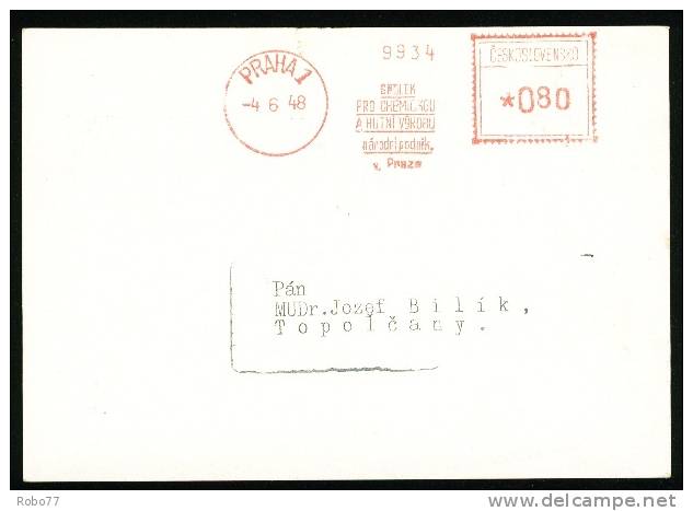 1948 Czechoslovakia Cover. Druggist, Pharmaceutics, Pharmacy. (Zb05118) - Pharmazie