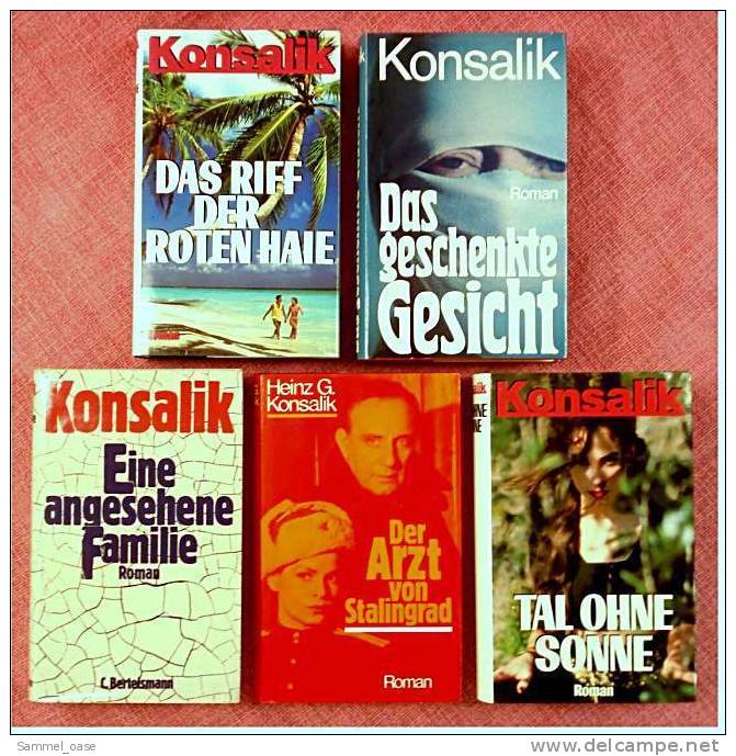 5 Konsalik Bücher - Gebundene Ausgaben - Das Riff Der Roten Haie - Das Geschenkte Gesicht - Colis